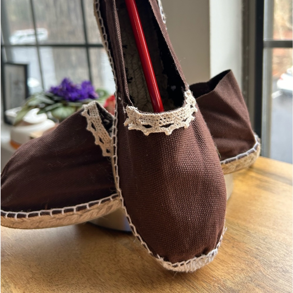 Spadrilles textil brown flat rubber sole new